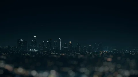 Los Angeles Downtown Low Angle with Foreground Blur Stock Footage 101444808