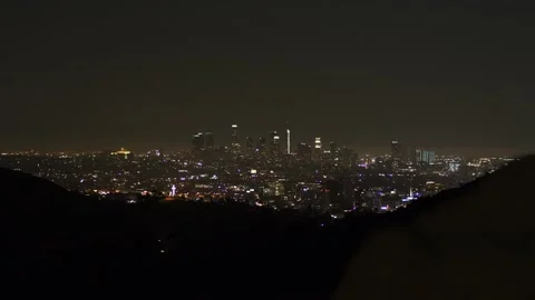 Los Angeles Downtown Skyline Night 4K Stock Footage