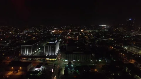 Los angeles el curaçao buildings night drone Stock Footage