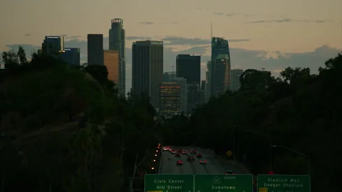 Los Angeles Freeway Dusk Stock Footage
