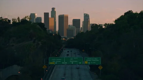 Los Angeles Freeway Dusk Timelapse Stock Footage