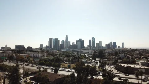 Los Angeles Freeway Hover Traffic Afternoon Stock Footage 92186890