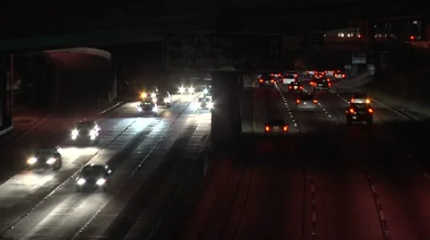 Los Angeles freeway NIGHT time lapse Tightshot Stock Footage 7727816