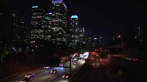 Los Angeles freeway NIGHT time apse 3 Stock Footage 7727837