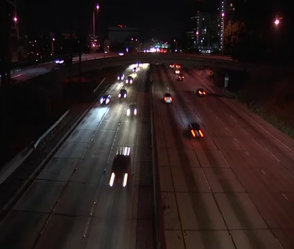 Los Angeles freeway at NIGHT timelapse Stock Footage 1006027