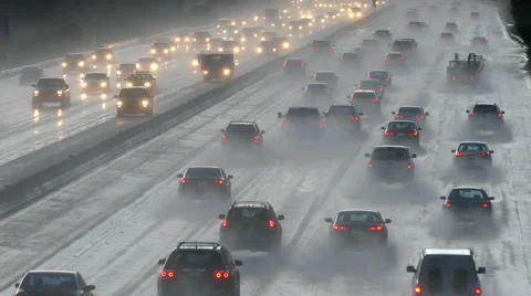 Los Angeles Freeway Rain Storm Stock Footage