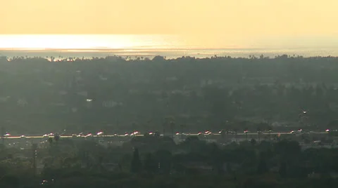 Los Angeles freeway sunset Stock Footage 24203472