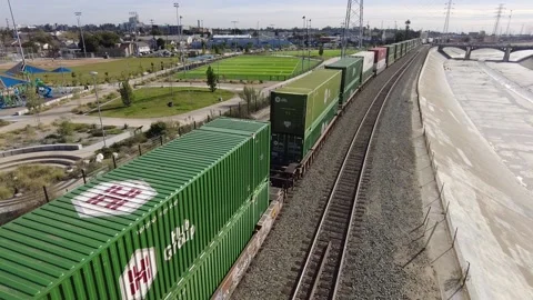 Los Angeles freight train Stock Footage