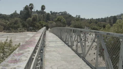 Los Angeles Frogtown Bike Path Bridge Stock Footage