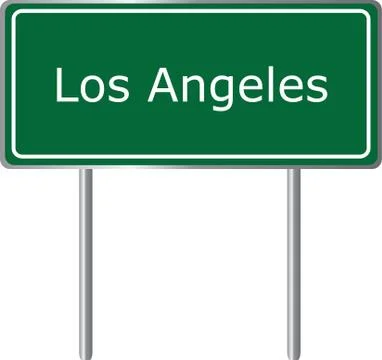 Los Angeles green road table, vector Stock Illustration