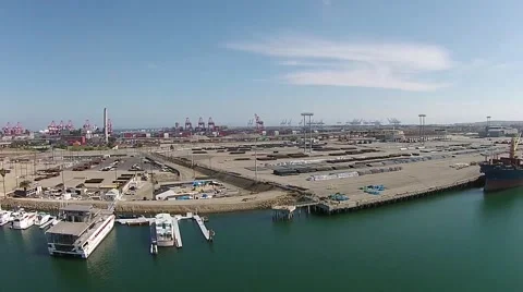 Los Angeles Harbor ship yard Drone ftg Stock Footage 58560244