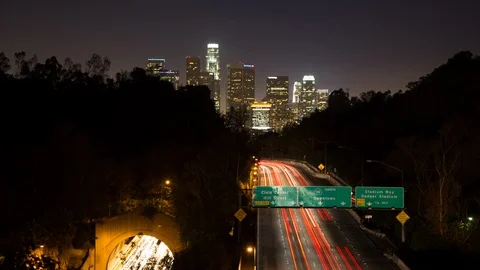 Los Angeles Hyperlapse Over Freeway Night Timelapse 4k Vidéo 99370554