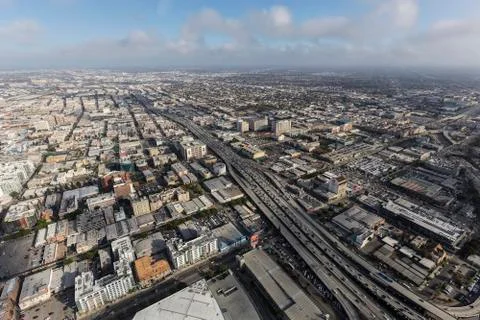 Los Angeles Interstate 10 Freeway Aerial Stock Photos
