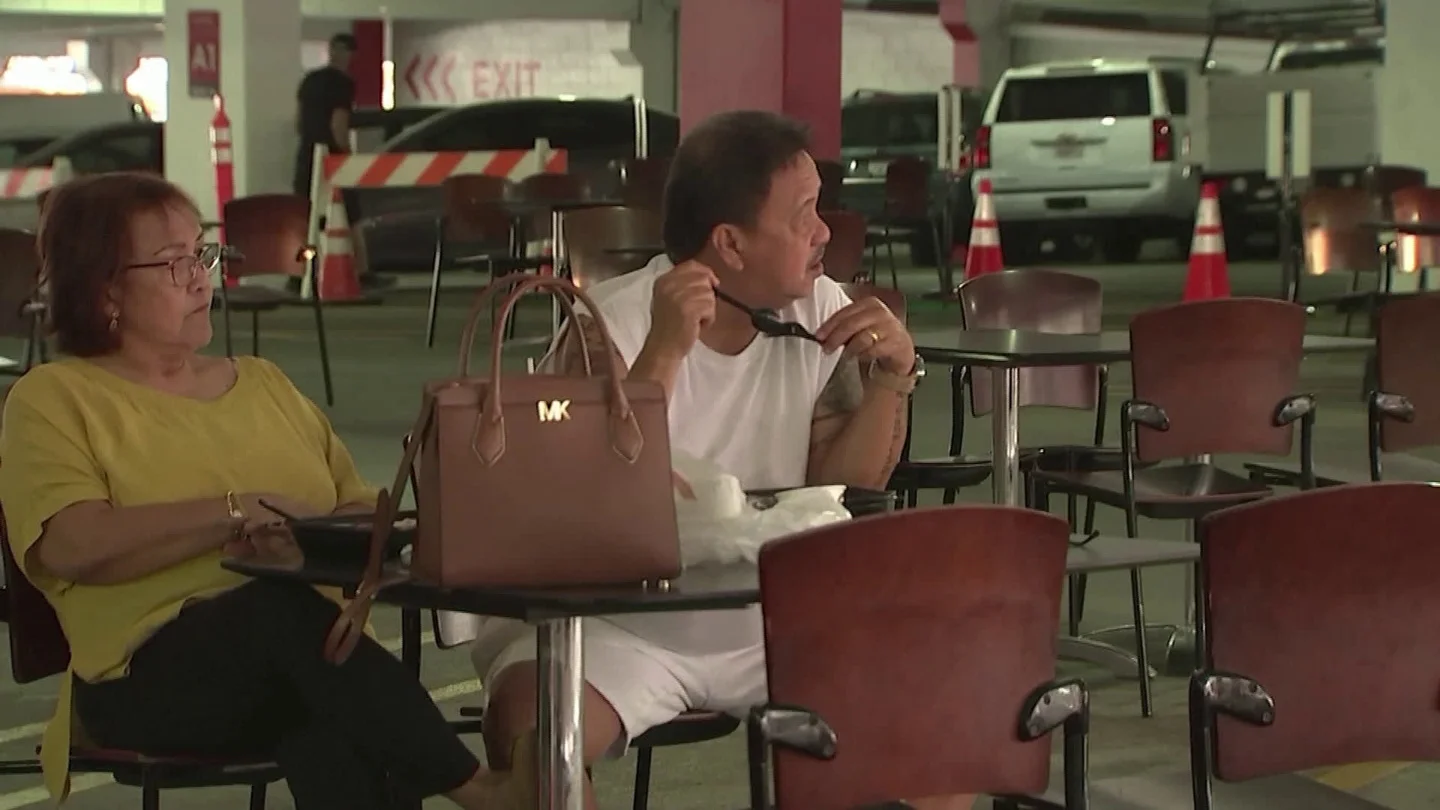 Los Angeles Mall Parking Garage Becomes Socially Distanced Dining Venue Stock Footage