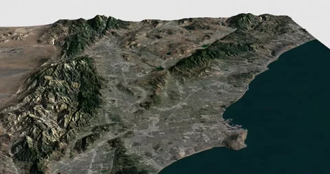 Los Angeles map rotate 360 loop ccw with 3d relief 4K satellite ground height Stock Footage 215844614