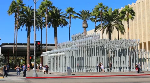 Los Angeles Museum of Contemporary Art Day Traffic Stock Footage