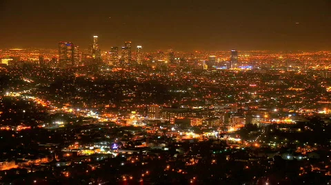 Los Angeles Night Cityscape Time-lapse Stock Footage
