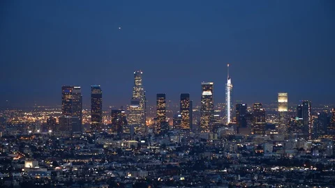 Los Angeles, Night, Downtown (Лос-Анджелес) Stock Footage