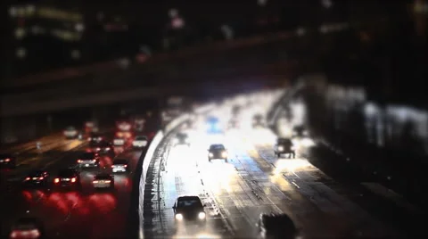 Los Angeles Night Freeway Traffic Time Lapse Stock Footage 58335656