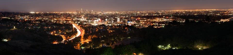 Los Angeles Night Panorama.jpg Stock Photos