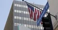 Los Angeles Office Building and Street Sign on Hollywood Boulevard American Flag 4k or 4k+ Resolution