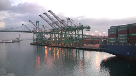 Los Angeles port loading docks Stock Footage 985311