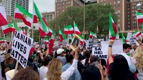 Los Angeles Protesters Gather for Mahsa Amini and to call for freedom in Iran Stock Footage 216201190