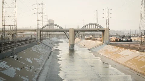 Los Angeles River Medium - Arts District Stock Footage 88070398