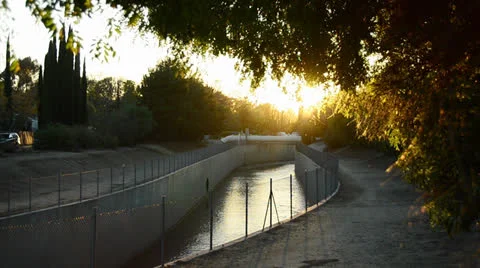 Los Angeles River Sunset Stock Footage 25844402