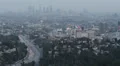 Los Angeles Skyline, Aerial View, Hollywood, famous, towers, LA mulholland drive HD Footage