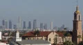Los Angeles Skyline, Aerial View Hollywood California USA, American Flag, Church HD Footage