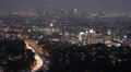 Los Angeles Skyline Busy Road US Freeway Car Traffic Jam LA Night Evening Lights HD Footage