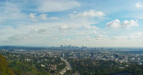 Los Angeles Skyline on Clear Day Stock Footage
