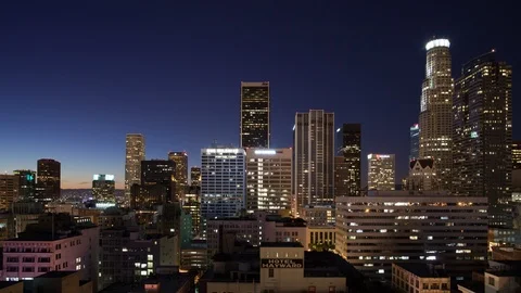 Los Angeles Skyline Day To Night Timelapse 4k Stock Footage