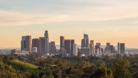 Los Angeles Skyline from Day to Night Ti... | Stock Video | Pond5