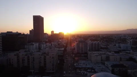 Los Angeles Skyline During Sunset Stock Footage 274170872