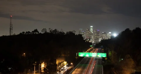 Los Angeles Skyline Hyper-Lapse Stock Footage 41717166