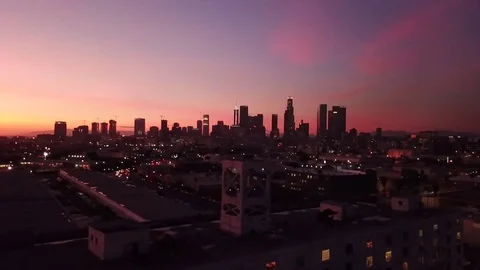 Los Angeles skyline lift Stock Footage