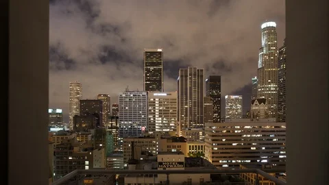 Los Angeles Skyline Push through Doorway Timelapse 4k 動画素材 99323780