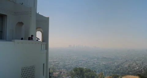 Los Angeles skyline view from Griffith Observatory Stock Footage 342728534