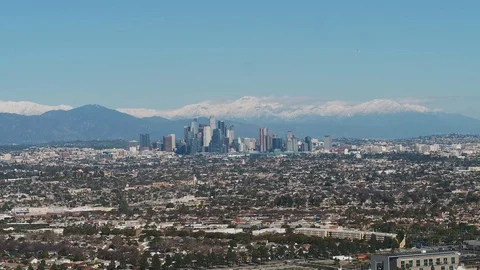 Los Angeles Snow Covered Mountains Stock Footage