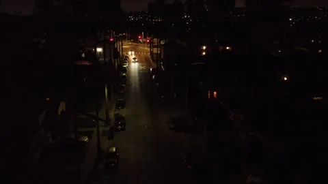 Los Angeles street at night time Stock Footage