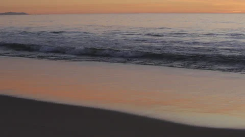 Los Angeles Surf at Dusk Angle Two Stock Footage 22796559