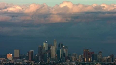 Los Angeles with Thunderstorm clouds time lapse Stock Footage 85432313