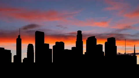 Los Angeles: Time Lapse at Twilight with Colourful Sky Stock Footage 122751642