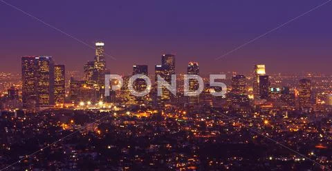 Los angeles, urban city at sunset Stock Photos