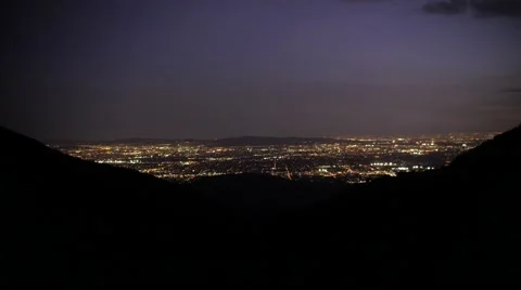 Los Angles Wide View from Mountain night Stockbeeldmateriaal 60700331