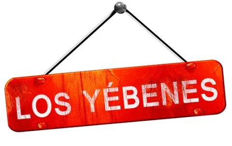 Los yebenes, 3D rendering, a red hanging sign Stock Illustration