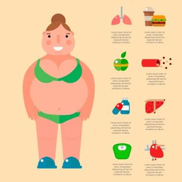 Lose weight by jogging infographic elements and health care concept flat vector Illustrazione stock