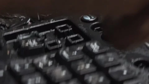 The losing computer player breaks the keyboard.Lockdown. Depression at work. Stock-Footage 147075862